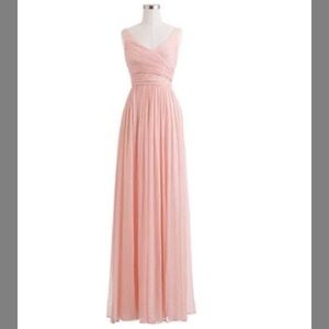 jcrew size 2 pink misty rose heidi silk chiffon floor length gown